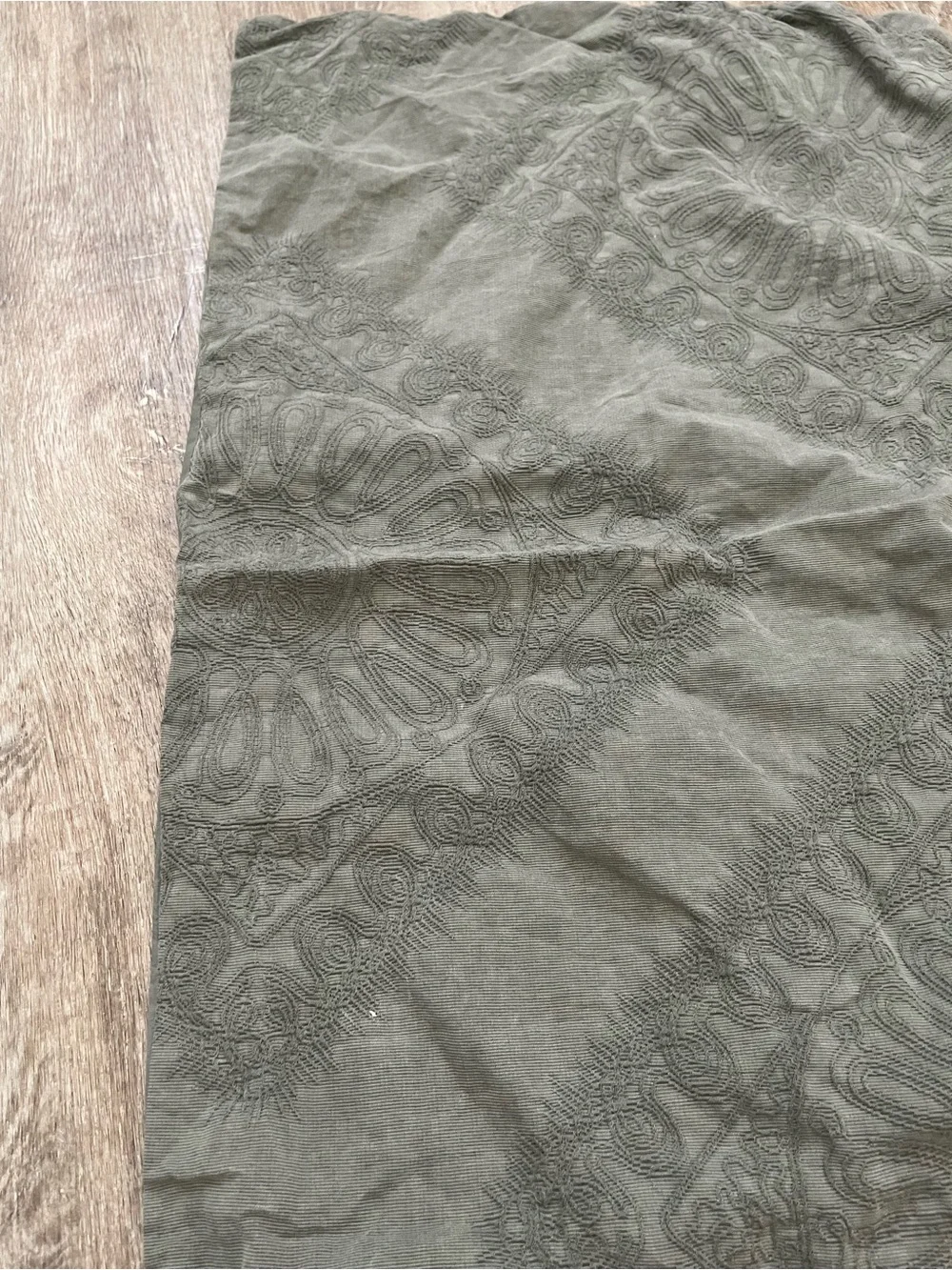 Embroidered Decorative Pillow Cover in Olive Green